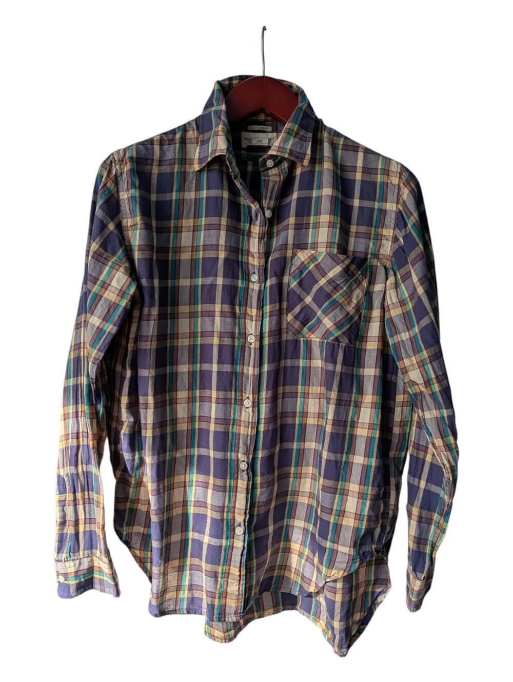 Vintage Ralph Lauren Denim & Supply lightweight purple yellow plaid button Shirt